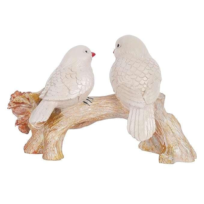White Bird Couple on Tree Branch – Romantic Resin Love Birds Figurine for Home, Office & Gift Décor (BLACKLUXE CRAFTS) - BLACKLUXECRAFTS