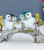 Handcrafted Owl Family Figurine on Tree Branch – Resin Bird Statue for Home Décor, Living Room & Gifting (BLACKLUXE CRAFTS) - BLACKLUXECRAFTS