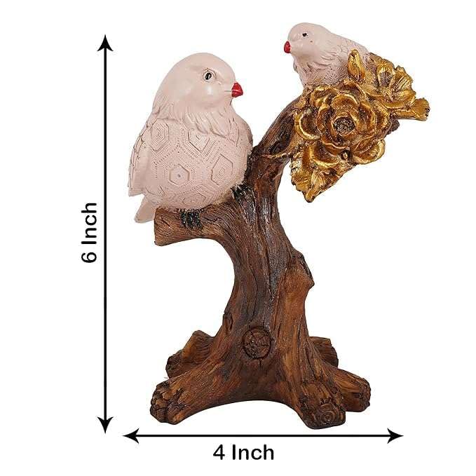 Romantic Love Birds on Tree with Golden Flowers – Resin Couple Figurine for Home, Office & Gift Decoration (BLACKLUXE CRAFTS) - BLACKLUXECRAFTS