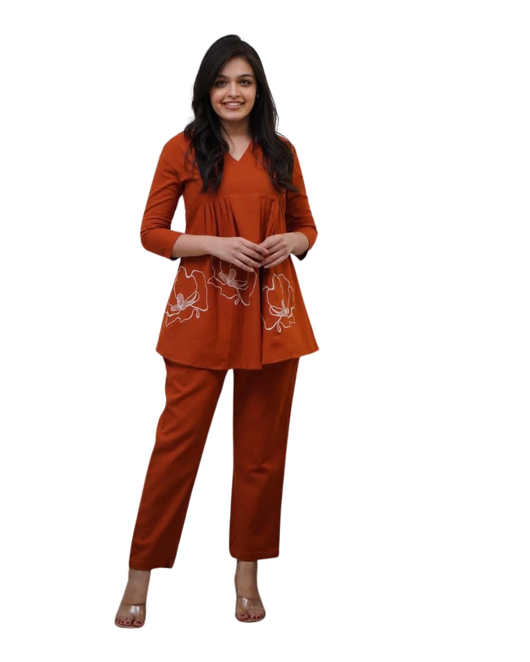 Women's Cotton Embroidered Co-ord Set 2 Piece Top Bottom Set (BLACKLUXE CRAFTS) - BLACKLUXECRAFTS