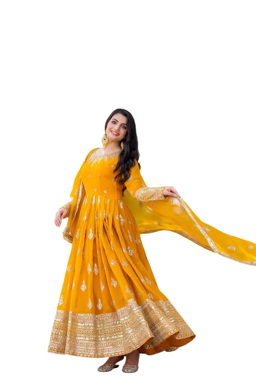 Embroidered Anarkali Suit with Dupatta – Festive Wedding Party Wear Indian Outfit for Women (BLACKLUXE CRAFTS) - BLACKLUXECRAFTS