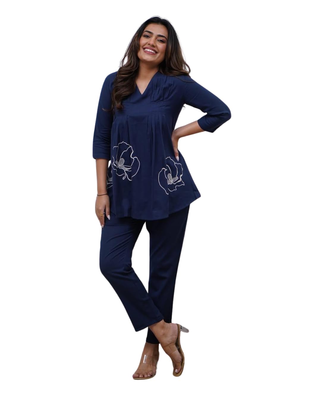 Women's Cotton Embroidered Co-ord Set 2 Piece Top Bottom Set (BLACKLUXE CRAFTS) - BLACKLUXECRAFTS