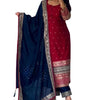 Women's Faux Georgette Embroidered Straight Kurti with Pant & Dupatta Set with Rivet Moti Work (BLACKLUXE CRAFTS) - BLACKLUXECRAFTS