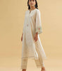 Off-White Embroidered Cotton Kurta Set – Elegant Minimalist Ethnic Wear for Women with Pants (BLACKLUXE CRAFTS) - BLACKLUXECRAFTS