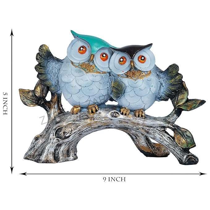 Handcrafted Owl Couple Figurine on Tree Branch – Resin Love Birds Statue for Home Décor, Living Room & Gifting (BLACKLUXE CRAFTS) - BLACKLUXECRAFTS
