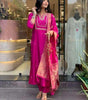 Luxury Fuchsia Pink Embroidered Silk Kurta Set with Dupatta – Indian Ethnic Party Wear for Women (BLACKLUXE CRAFTS) - BLACKLUXECRAFTS