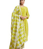 Lime Yellow Kurta Set with Checkered Dupatta | Women’s Indian Ethnic Outfit | Cotton Suit for Festive & Party Wear (BLACKLUXE CRAFTS) - BLACKLUXECRAFTS