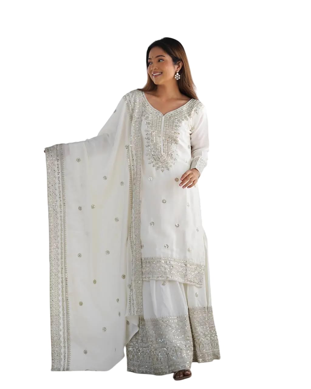 Mirror Work Sharara Suit with Dupatta | Indian Designer Ethnic Wear | Party & Wedding Outfit for Women (BLACKLUXE CRAFTS) - BLACKLUXECRAFTS
