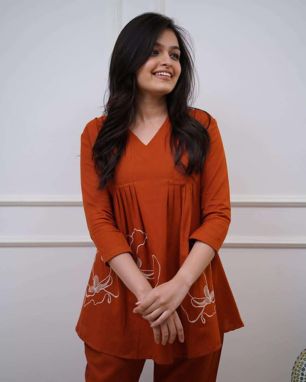 Women's Cotton Embroidered Co-ord Set 2 Piece Top Bottom Set (BLACKLUXE CRAFTS) - BLACKLUXECRAFTS