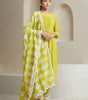 Lime Yellow Kurta Set with Checkered Dupatta | Women’s Indian Ethnic Outfit | Cotton Suit for Festive & Party Wear (BLACKLUXE CRAFTS) - BLACKLUXECRAFTS