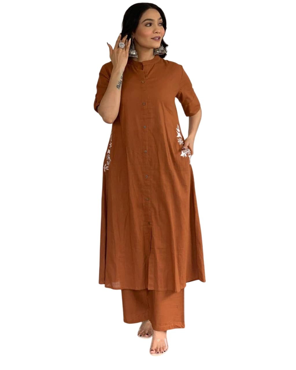 Elegant Black Kurta Set with Pink Embroidery | Women’s Ethnic Outfit (BLACKLUXE CRAFTS) - BLACKLUXECRAFTS