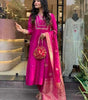 Luxury Fuchsia Pink Embroidered Silk Kurta Set with Dupatta – Indian Ethnic Party Wear for Women (BLACKLUXE CRAFTS) - BLACKLUXECRAFTS