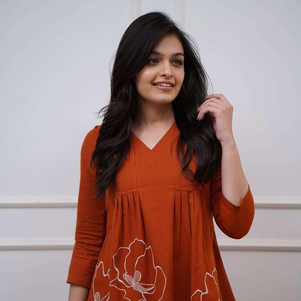 Women's Cotton Embroidered Co-ord Set 2 Piece Top Bottom Set (BLACKLUXE CRAFTS) - BLACKLUXECRAFTS