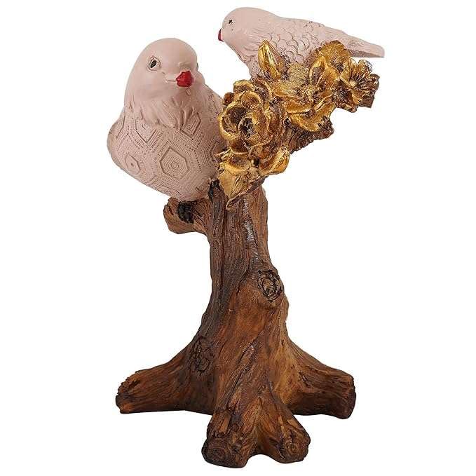 Romantic Love Birds on Tree with Golden Flowers – Resin Couple Figurine for Home, Office & Gift Decoration (BLACKLUXE CRAFTS) - BLACKLUXECRAFTS