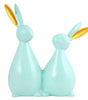 Handmade Aqua Blue Bunny Couple Figurine – Modern Resin Rabbit Statue with Golden Ears for Home Décor & Gifting (BLACKLUXE CRAFTS) - BLACKLUXECRAFTS