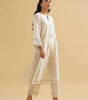 Off-White Embroidered Cotton Kurta Set – Elegant Minimalist Ethnic Wear for Women with Pants (BLACKLUXE CRAFTS) - BLACKLUXECRAFTS