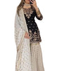 Women's Faux Georgette Embroidered Kurti With Sharara & Dupatta Set with Lace Border (BLACKLUXE CRAFTS) - BLACKLUXECRAFTS