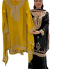 Women's Faux Georgette Embroidered Straight Kurti with Palazzo & Dupatta Set (BLACKLUXE CRAFTS) - BLACKLUXECRAFTS