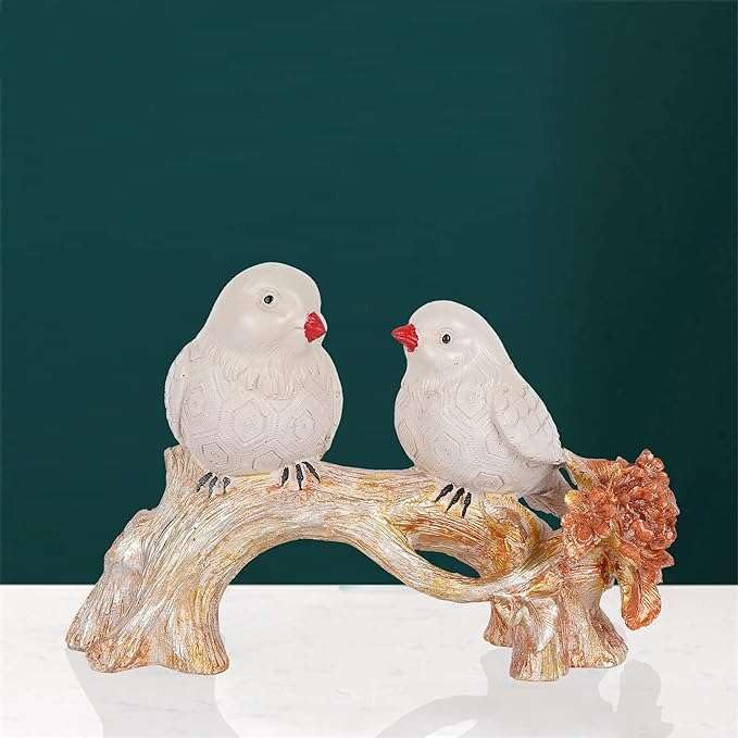 White Bird Couple on Tree Branch – Romantic Resin Love Birds Figurine for Home, Office & Gift Décor (BLACKLUXE CRAFTS) - BLACKLUXECRAFTS