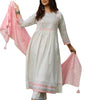 Women's Cotton Embroidered Nayra Cut Kurti With Pant and Dupatta Set from (BLACKLUXE CRAFTS) - BLACKLUXECRAFTS