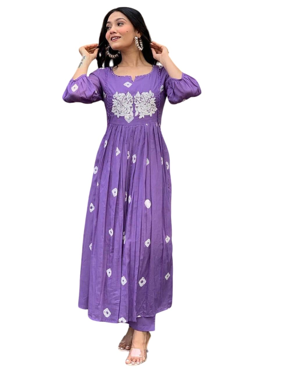 Anarkali Kurta with White Embroidery | Women’s Ethnic Festive & Casual Wear (BLACKLUXE CRAFTS) - BLACKLUXECRAFTS