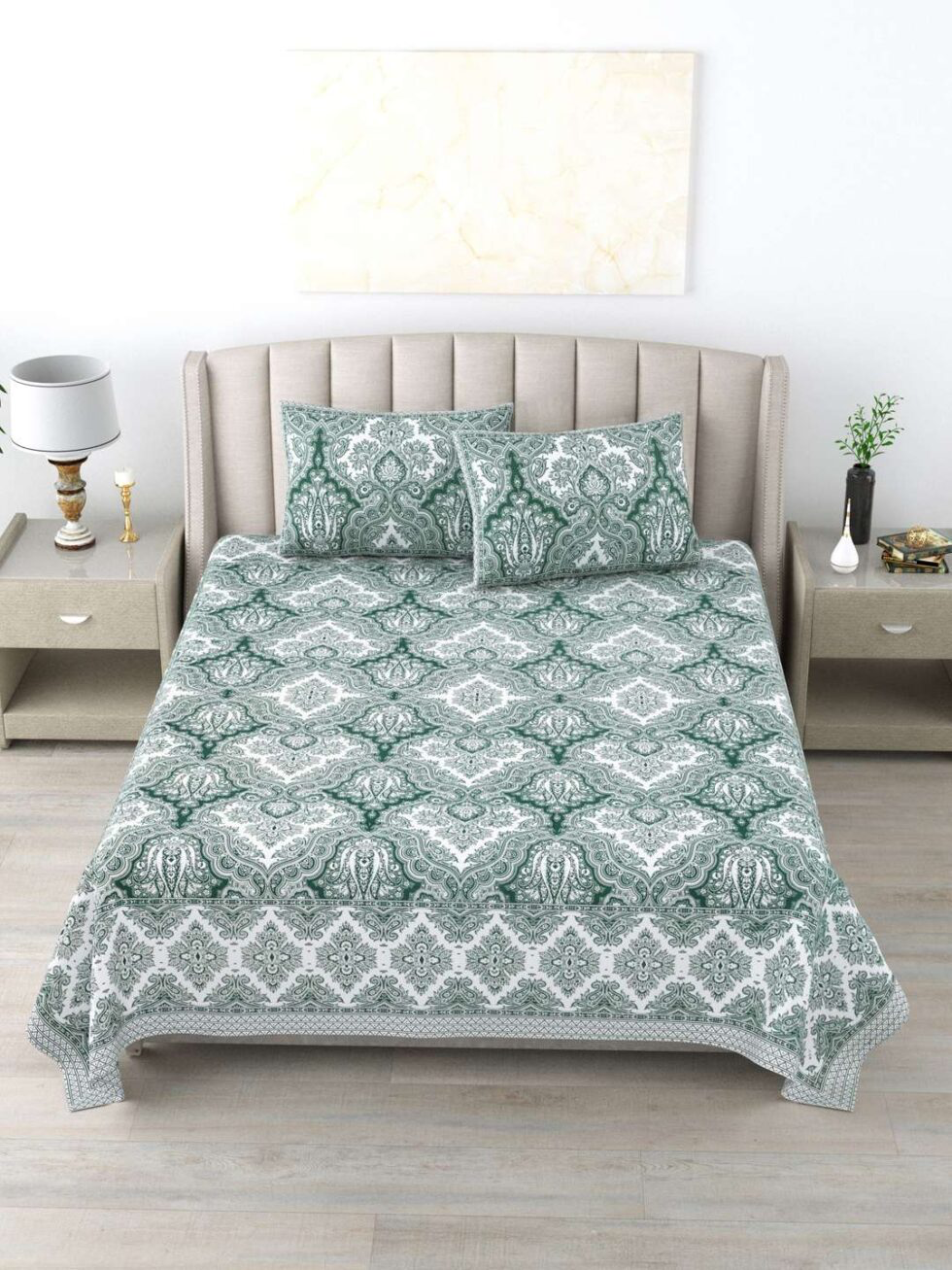 Handmade Cotton Bedsheet with Pillow Covers – Traditional Indian Block Print Bedspread, King Size Home Decor (BLACKLUXE CRAFTS) - BLACKLUXECRAFTS