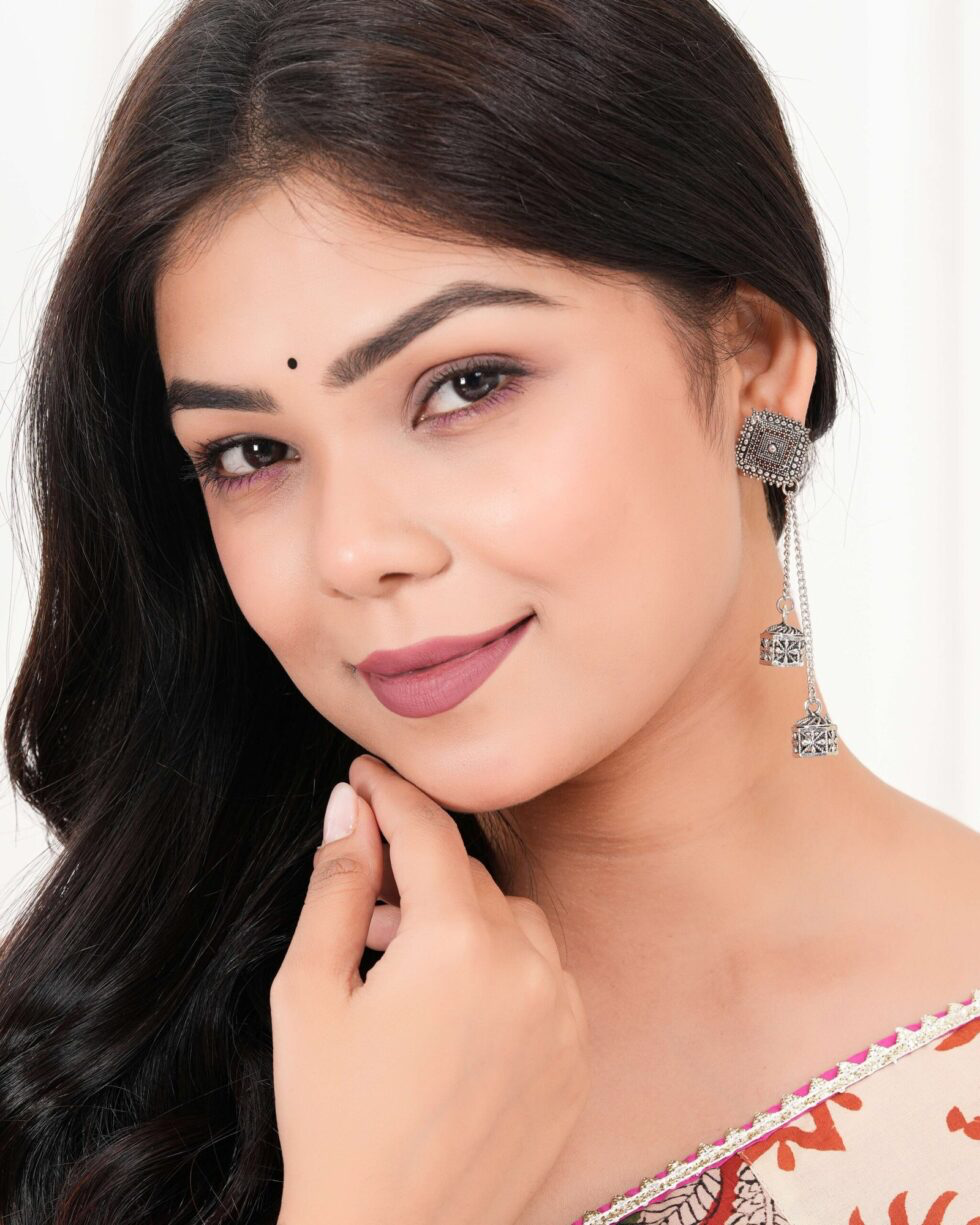 Boho Tribal Oxidized Silver Dangle Earrings Ethnic Long Chain Drop Earrings for Women (BLACKLUXE CRAFTS) - BLACKLUXECRAFTS