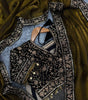 Women’s Luxe Olive-Gold Silk Saree with Heavily Embellished Blouse & Border – Ideal for Evening, Wedding & Reception Wear (BLACK LUXE CRAFTS) - BLACKLUXECRAFTS