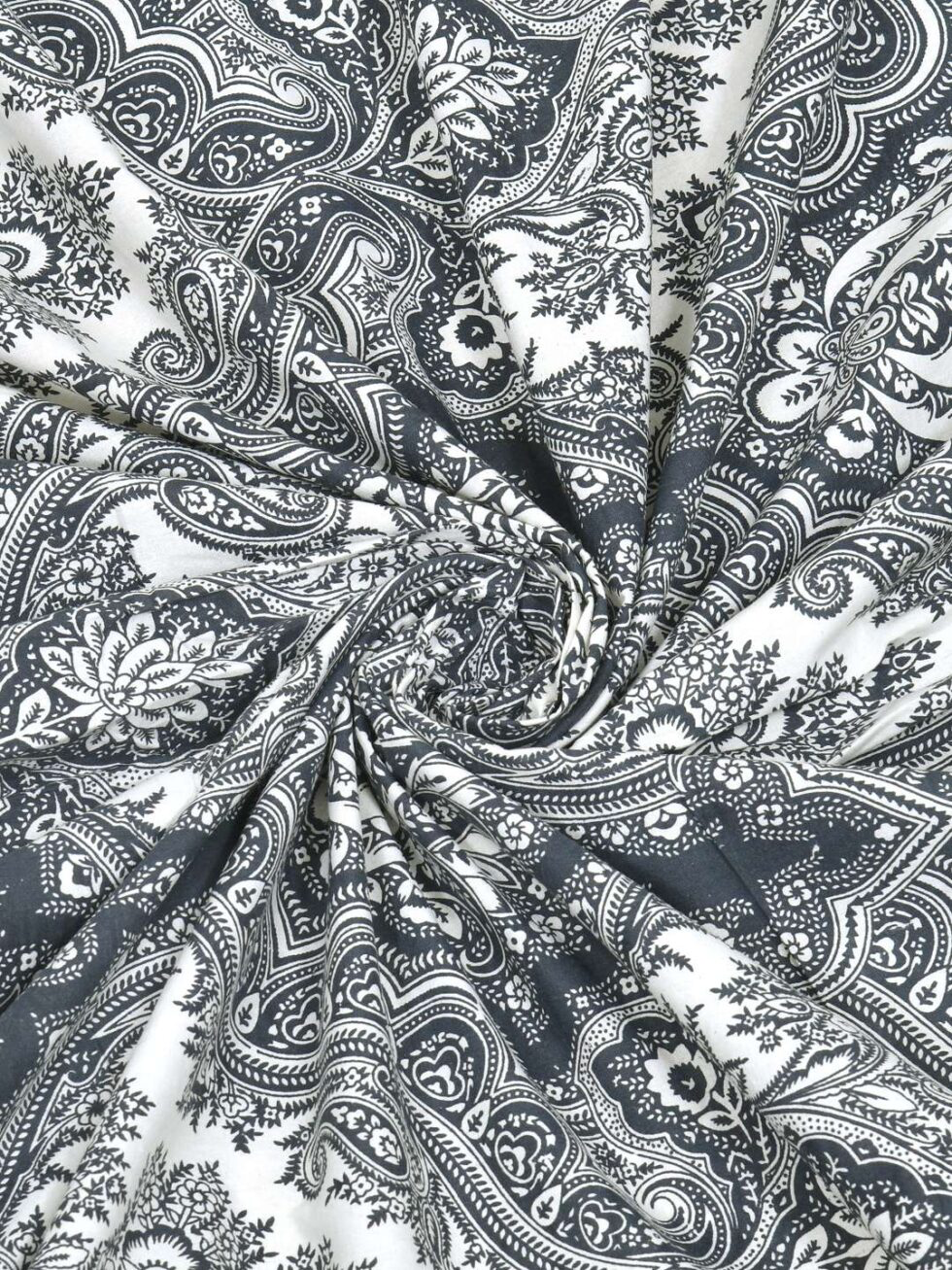 Handmade Cotton Bed Sheet with Pillow Covers – Black & White Paisley Block Print, Queen Size, Ethnic Indian Bedding Set (BLACKLUXE CRAFTS) - BLACKLUXECRAFTS