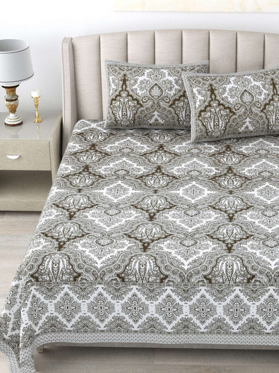 Handmade Cotton Bedsheet with Pillow Covers – Traditional Indian Block Print | King Size Bedspread for Home & Bedroom Decor (BLACKLUXE CRAFTS) - BLACKLUXECRAFTS