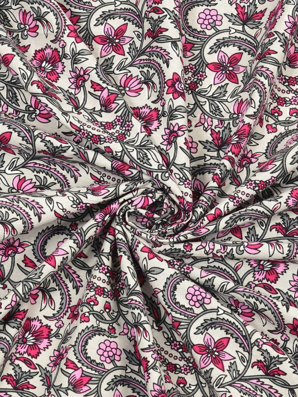 Handmade Indian Cotton Bedsheet with Pillow Covers – Floral Block Print Double Bedspread – Ethnic Boho Bedding from India (BLACKLUXE CRAFTS) - BLACKLUXECRAFTS