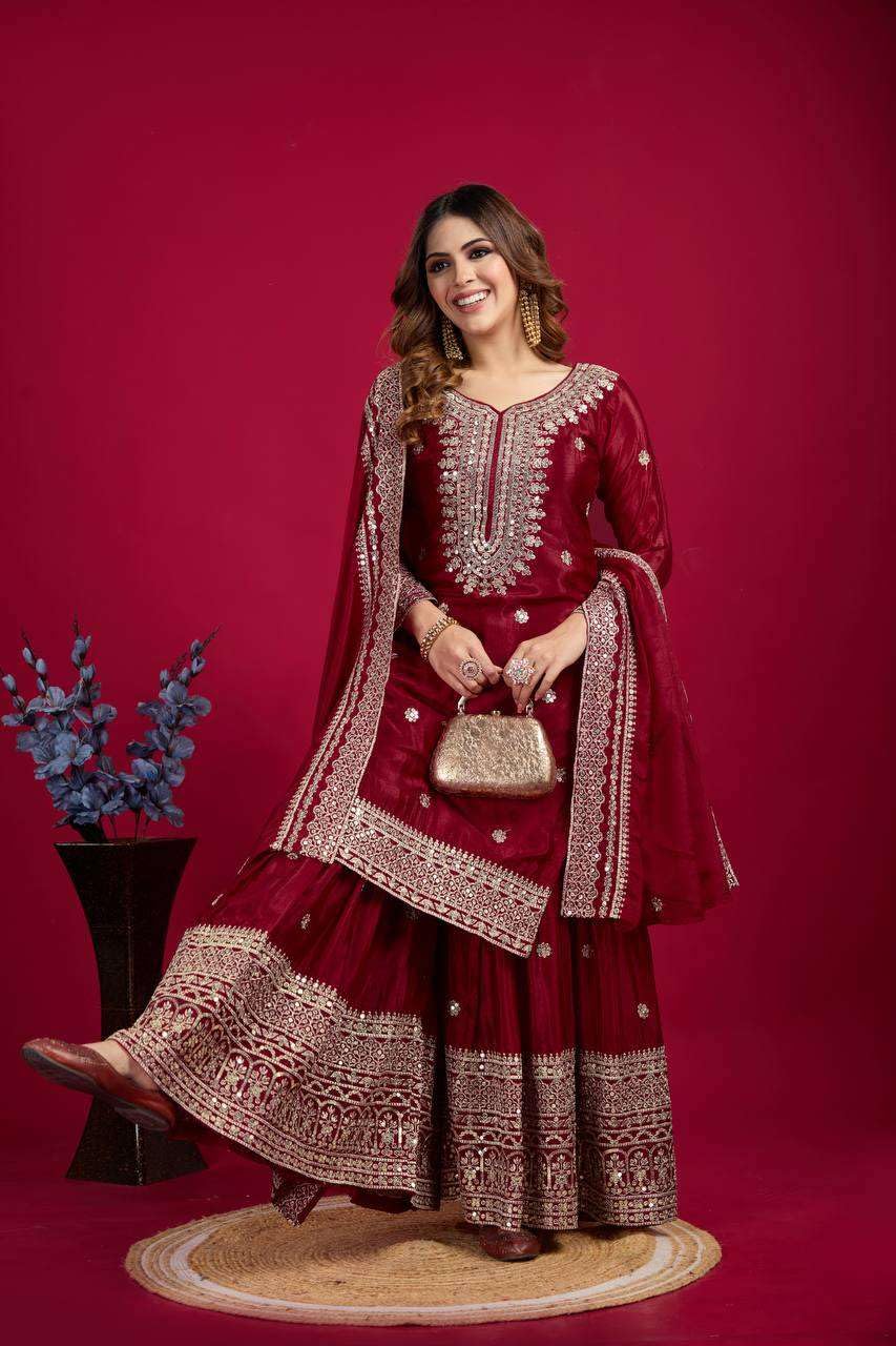 Black Embroidered Sharara Suit with Dupatta | Designer Indian Ethnic Wear | Party & Wedding Outfit for Women (BLACKLUXE CRAFTS) - BLACKLUXECRAFTS