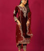 Maroon Velvet Straight Suit with Heavy Golden Embroidery & Net Dupatta | Party & Wedding Wear (BLACKLUXE CRAFTS) - BLACKLUXECRAFTS