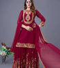 Women's Faux Georgette Ensemble with Embroidery & Sequence Work Kurti With Sharara and Dupatta Set (BLACKLUXE CRAFTS) - BLACKLUXECRAFTS