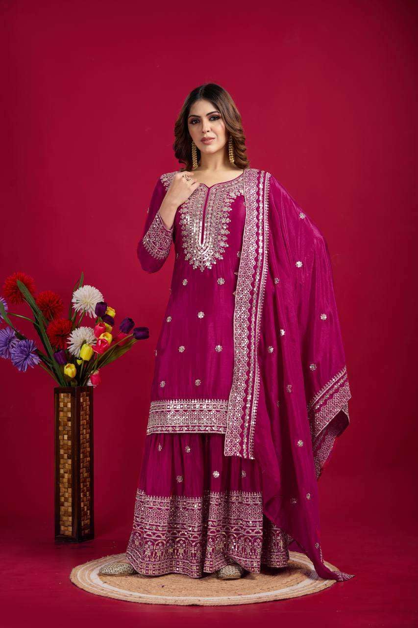 Mirror Work Sharara Suit with Dupatta | Indian Designer Ethnic Wear | Party & Wedding Outfit for Women (BLACKLUXE CRAFTS) - BLACKLUXECRAFTS