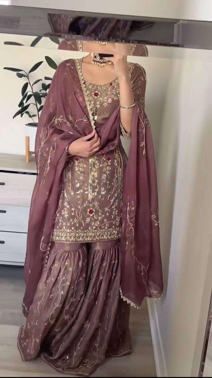 Designer Mauve Embroidered Sharara Suit with Dupatta – Heavy Party Wear Indian Ethnic Outfit for Women
(BLACKLUXE CRAFTS) - BLACKLUXECRAFTS