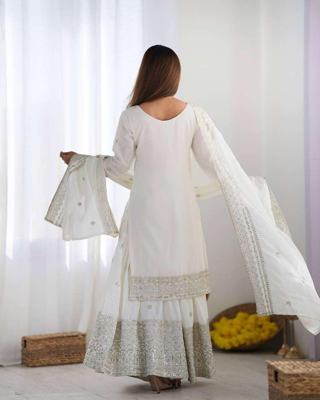Mirror Work Sharara Suit with Dupatta | Indian Designer Ethnic Wear | Party & Wedding Outfit for Women (BLACKLUXE CRAFTS) - BLACKLUXECRAFTS