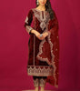 Maroon Velvet Straight Suit with Heavy Golden Embroidery & Net Dupatta | Party & Wedding Wear (BLACKLUXE CRAFTS) - BLACKLUXECRAFTS