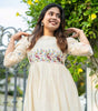 Cream Cotton Embroidered Dress – Handcrafted Floral Boho Ethnic Wear for Women (BLACKLUXE CRAFTS) - BLACKLUXECRAFTS