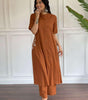 Rust Brown Cotton Co-Ord Set for Women | Casual Kurta with Pants | Comfortable Daily Wear Outfit (BLACKLUXE CRAFTS) - BLACKLUXECRAFTS