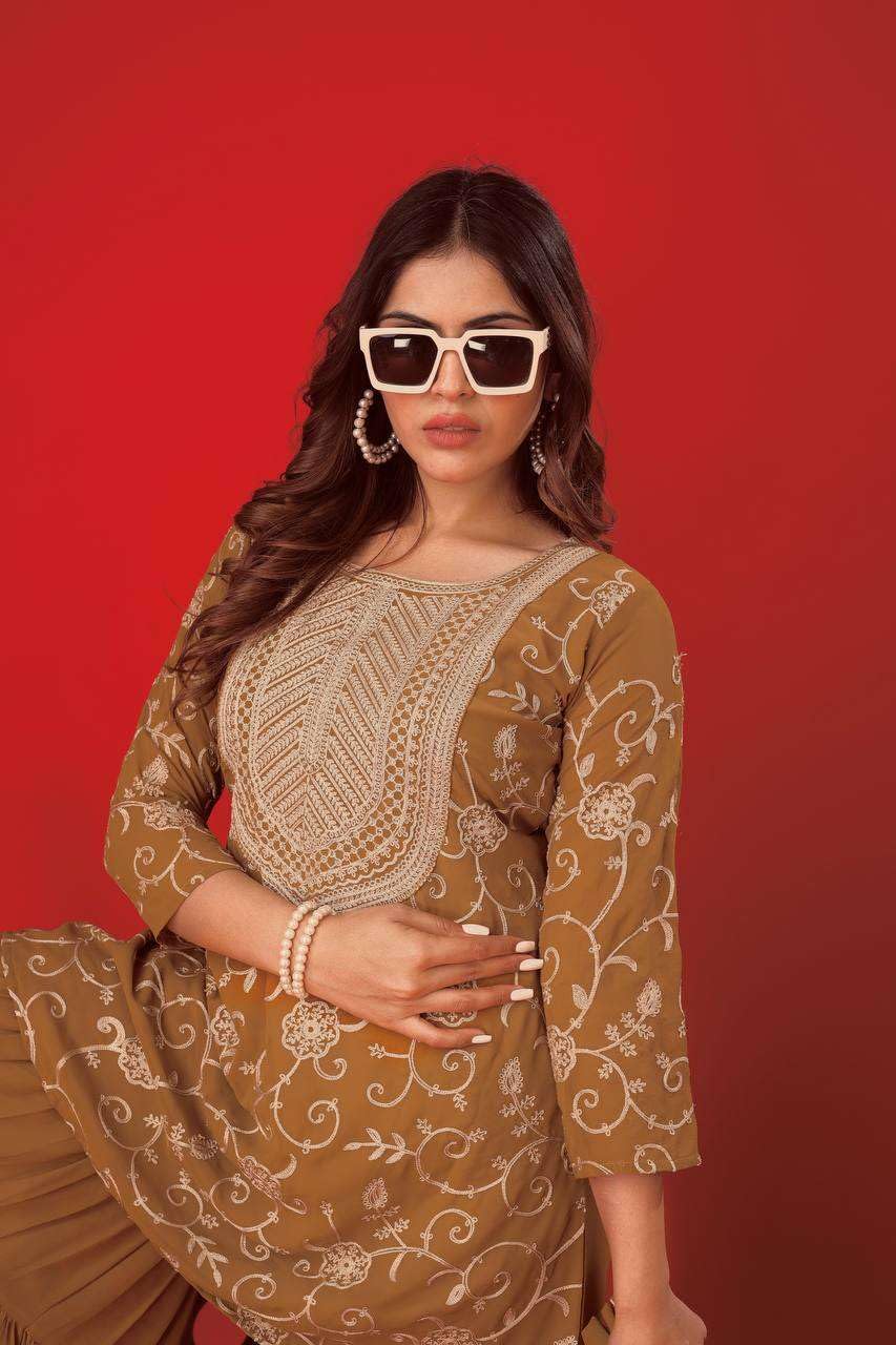 Embroidered Kurta Sharara Set with Dupatta – Designer Indian Wedding & Party Wear Outfit for Women (BLACKLUXE CRAFTS) - BLACKLUXECRAFTS