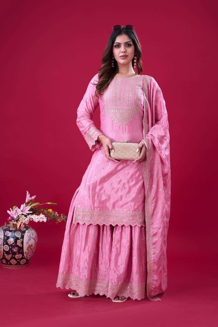 Embroidered Sharara Suit with Dupatta – Designer Party Wear Indian Outfit for Women (BLACKLUXE CRAFTS) - BLACKLUXECRAFTS