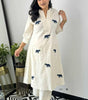 Handmade Cotton Kurta Set with Blue Elephant Embroidery – Casual & Office Wear for Women (BLACKLUXE CRAFTS) - BLACKLUXECRAFTS