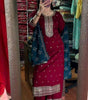 Women's Chinnon Silk Embroidered Straight Kurti with Pant & Dupatta Set (BLACKLUXE CRAFTS) - BLACKLUXECRAFTS