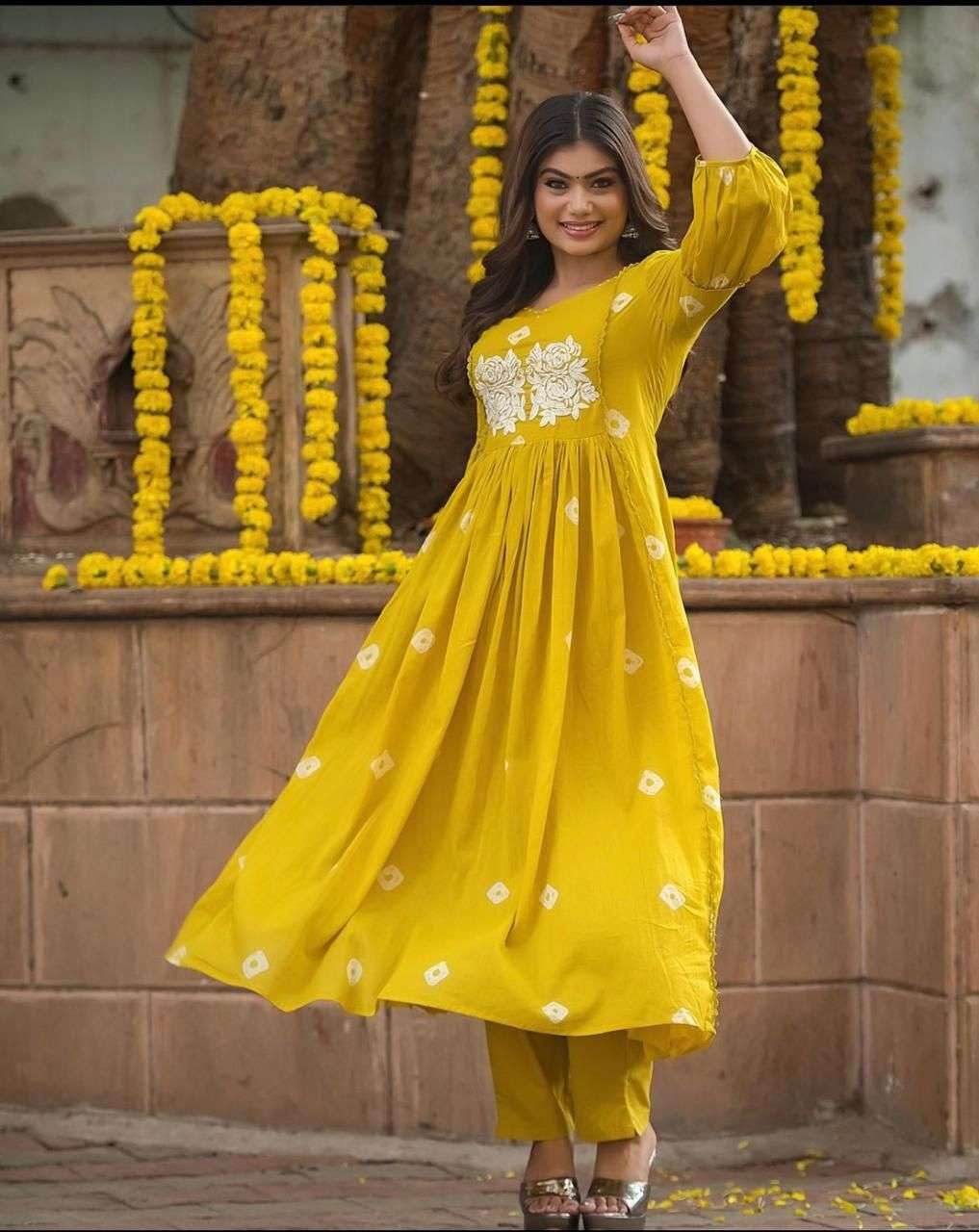 Anarkali Kurta with White Embroidery | Women’s Ethnic Festive & Casual Wear (BLACKLUXE CRAFTS) - BLACKLUXECRAFTS