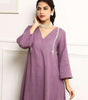 Lavender Cotton Kurta Pant Set with Striped Dupatta – Elegant Embroidered Ethnic Wear for Women (BLACKLUXE CRAFTS) - BLACKLUXECRAFTS