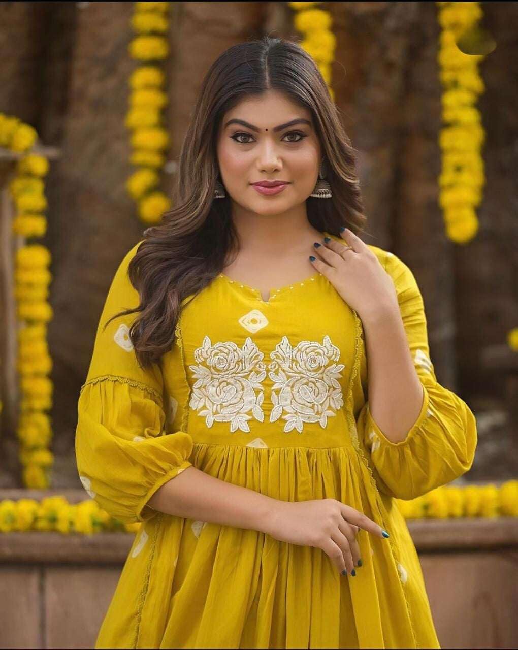 Anarkali Kurta with White Embroidery | Women’s Ethnic Festive & Casual Wear (BLACKLUXE CRAFTS) - BLACKLUXECRAFTS