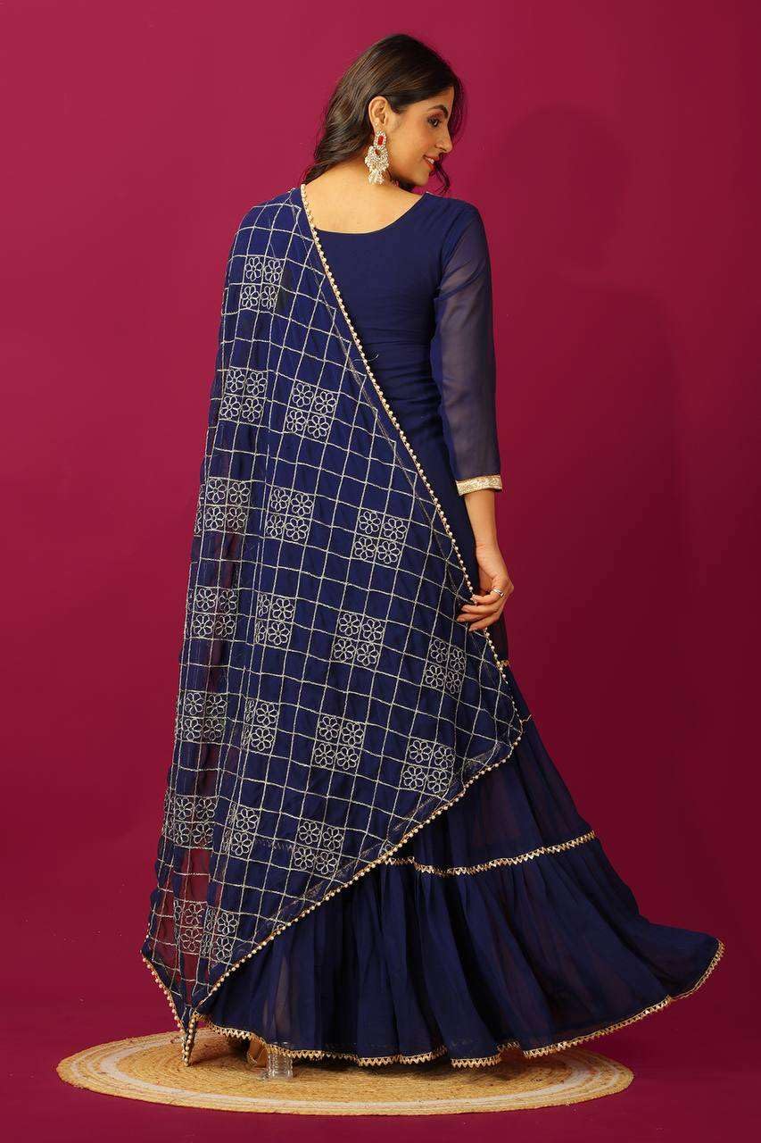 Georgette Sharara Suit with Mirror Work & Embroidered Dupatta | Party Wear Indian Ethnic Set (BLACKLUXE CRAFTS) - BLACKLUXECRAFTS