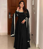 Women's Fandy Silk Embroidered Anarkali Kurti Gown With Dupatta Set (BLACKLUXE CRAFTS) - BLACKLUXECRAFTS