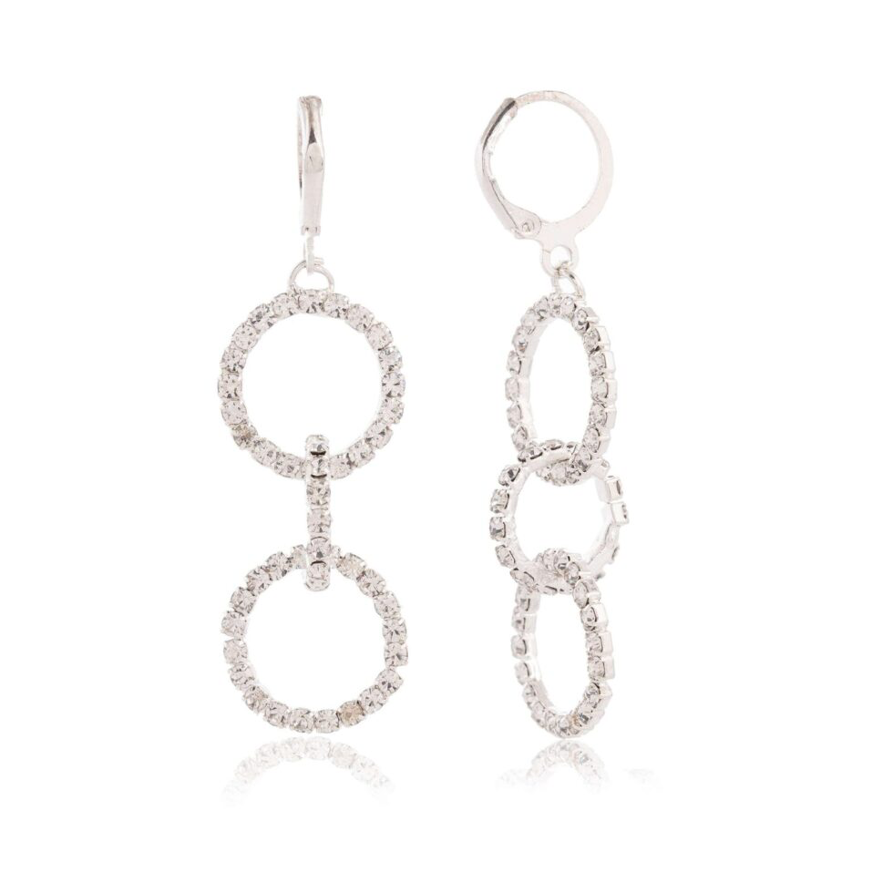 Double Circle Crystal Drop Earrings Sparkling Rhinestone Dangle Jewelry for Women (BLACKLUXE CRAFTS) - BLACKLUXECRAFTS